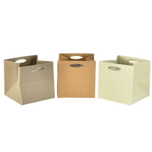 Artikel Papirpose 12 cm brun cremebeige gavepose 6 stk.