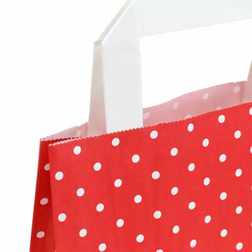 Floristik24 Papirpose rød med prikker 18cm x 8cm x 22cm 25p