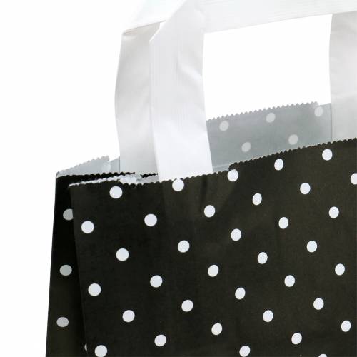 Floristik24 Papirpose sort med prikker 18cm x 8cm x 22cm 25p