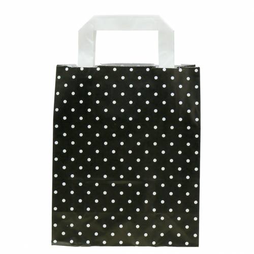 Floristik24 Papirpose sort med prikker 18cm x 8cm x 22cm 25p