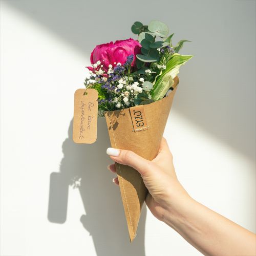 Artikel Papirpose til blomster blomsterpose læderlook 10x20cm