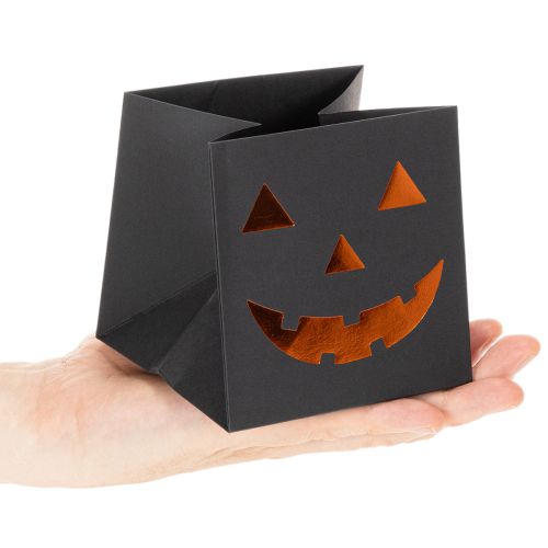 Papirpose græskar ansigt plantekasse Halloween dekoration 10 cm 6 stk | Floristik24.dk