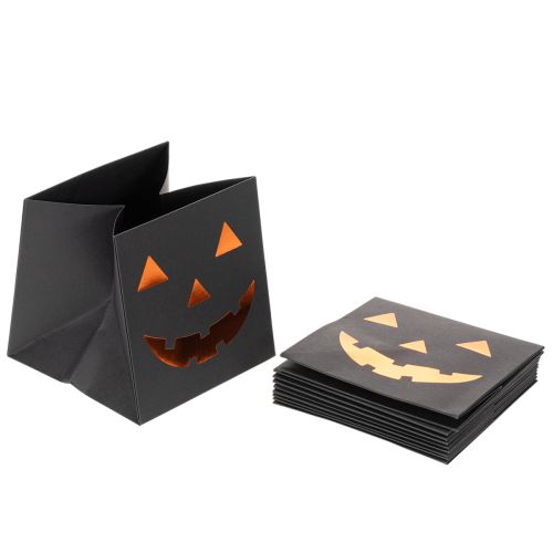 Papirpose græskar ansigt plantekasse Halloween dekoration 10 cm 6 stk | Floristik24.dk