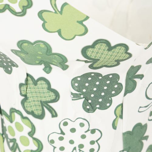 Papirblomsterpotte med kløvermotiv, nytårsdekoration, 12 cm, 12 stk. | Floristik24.dk