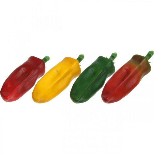 Artikel Paprika butiksvinduesdekoration grøntsagsdekoration assorterede farver H14cm 4 stk