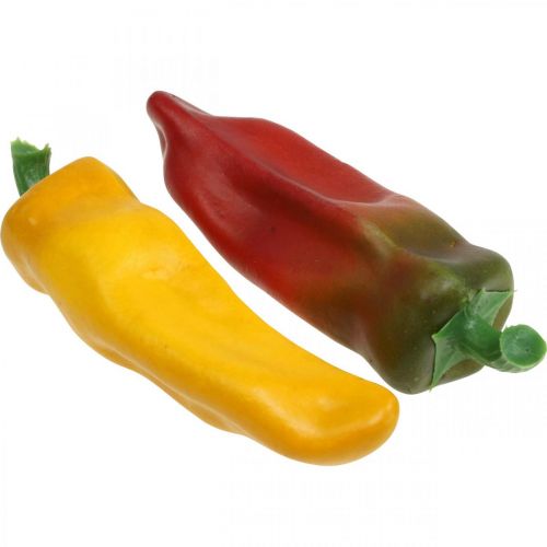 Artikel Paprika butiksvinduesdekoration grøntsagsdekoration assorterede farver H14cm 4 stk