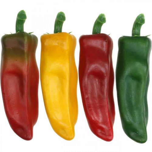 Artikel Paprika butiksvinduesdekoration grøntsagsdekoration assorterede farver H14cm 4 stk