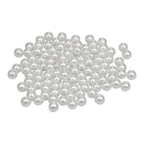 Floristik24 Dekorative perler til trådning af hobbyperler hvide 8mm 300g