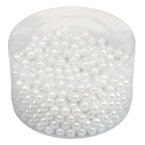 Floristik24 Dekorative perler til trådning af hobbyperler hvide 8mm 300g