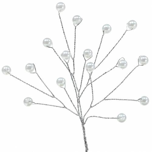 Artikel Perlegren hvid L18cm 2 stk