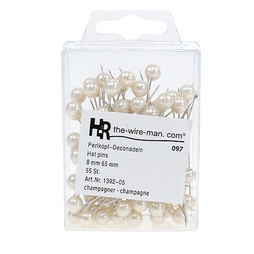 Artikel Perlehovedstifter champagne Ø8mm L65mm 55 stk