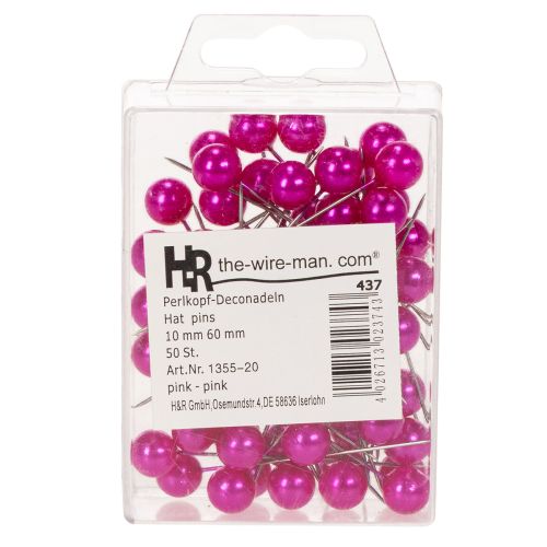Pearl Head Pins Pink Ø10mm