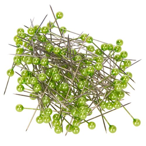 Grønne perlehovedede blomsternåle, alsidige anvendelser, Ø4 mm, 40 mm, 150 stk.