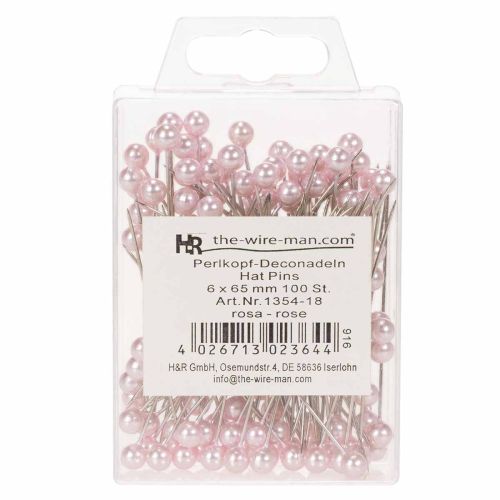 Pearl Head Pins Ø6mm 65mm Pink