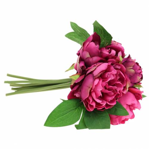 Floristik24 Kunstig blomsterbuket med pæoner magenta lilla Ø27cm 1 stk