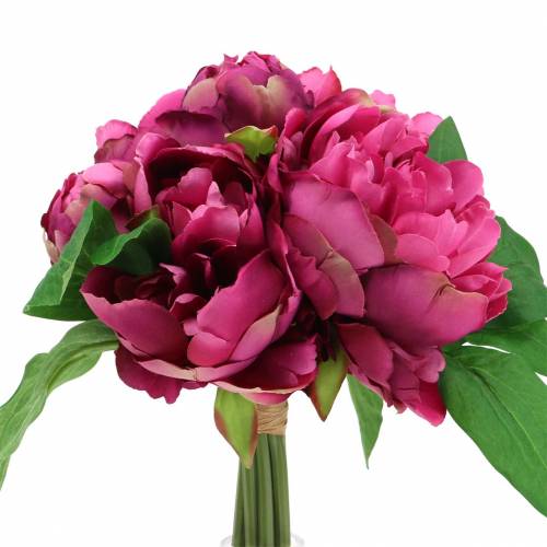 Floristik24 Kunstig blomsterbuket med pæoner magenta lilla Ø27cm 1 stk