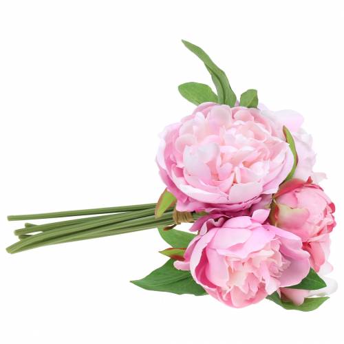 Floristik24 Kunstig blomsterbuket med pæoner pink Ø27cm 1 stk