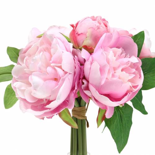 Floristik24 Kunstig blomsterbuket med pæoner pink Ø27cm 1 stk