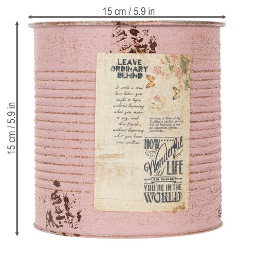 Artikel Urtepotte, antik rose, dekorativ metalkasse, vintage, Ø15,5 cm H15 cm