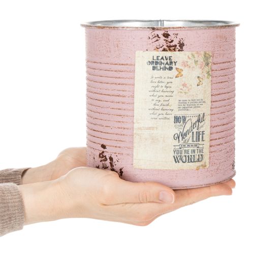 Artikel Urtepotte, antik rose, dekorativ metalkasse, vintage, Ø15,5 cm H15 cm