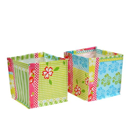 Floristik24 Plantekasse patchwork 12x12cm 6stk