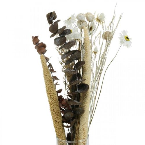 Buket tørrede blomster med eukalyptus hvid gør-det-selv boks H30-35cm