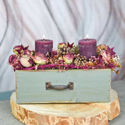 Floristik24 Plantekasse dekorativ skuffe træ shabby chic grøn 25x13x9cm