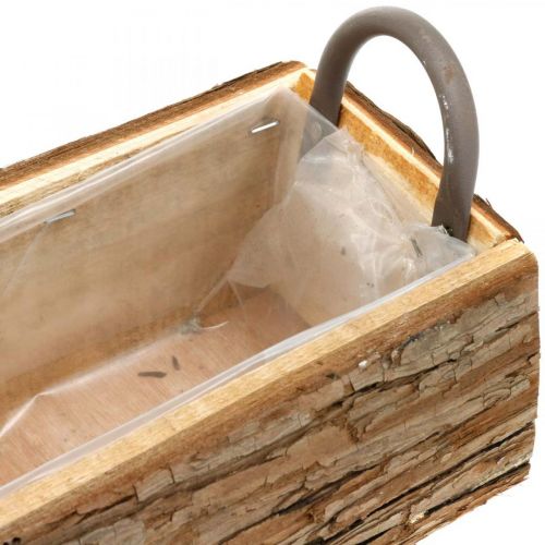 Floristik24 Plantekasse, trækasse med bark, urtepotte med hanke 46cm