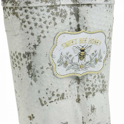 Floristik24 Plantestøvler Bee Metal Hvid Vintage Havedekoration H31cm