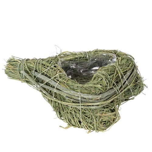 Dekorativt hjerte lavet af naturgræs med folieindlæg, 14 cm, 2 stk. | Floristik24.dk