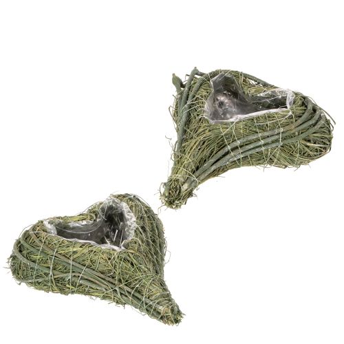 Plantehjerte lavet af naturmateriale med folieindlæg, 22 cm, 2 stk.
