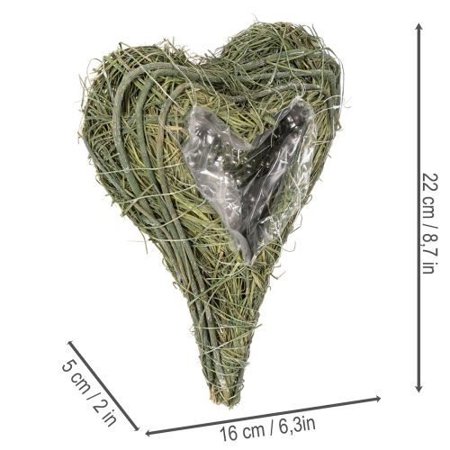 Plantehjerte lavet af naturmateriale med folieindlæg, 22 cm, 2 stk. | Floristik24.dk