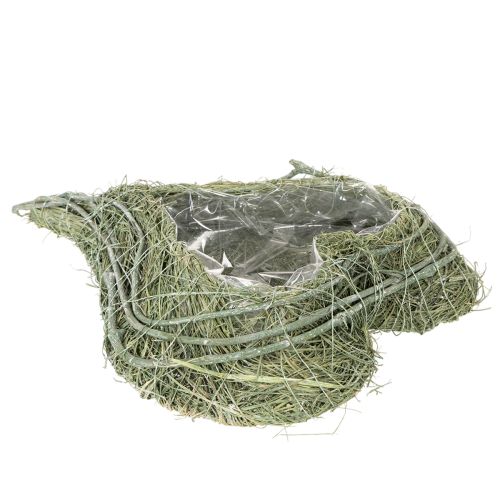 Hjerteformet skål lavet af naturgræs med plantefolie, 38 cm | Floristik24.dk