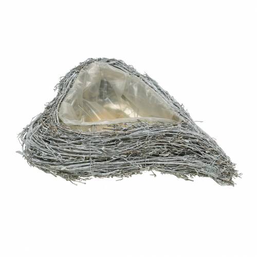 Floristik24 Plantehjertegrene vasket hvide 40cm x 30cm