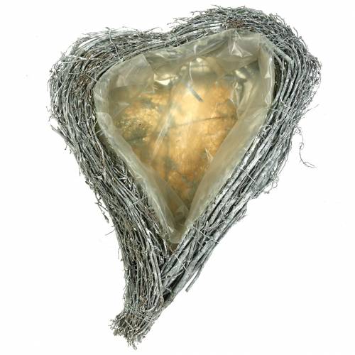 Floristik24 Plantehjertegrene vasket hvide 60cm x 42cm