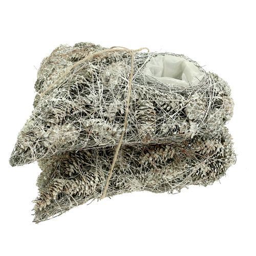 Floristik24 Plantehjerte lavet af kegler 26x27cm hvid 2stk
