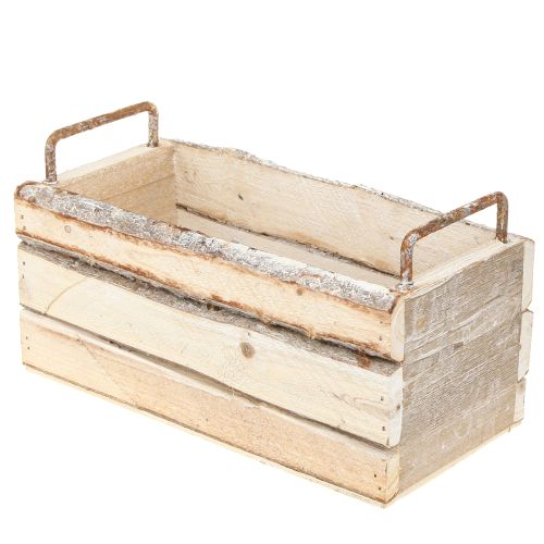 Artikel Plantekasse Træbark Naturhåndtag L29cm/23cm Sæt 2stk