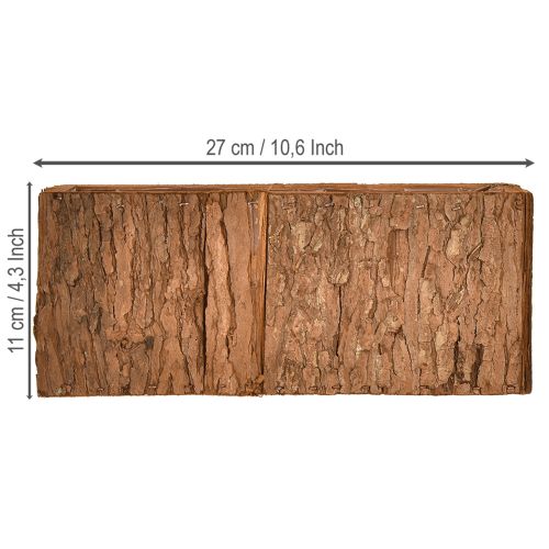Artikel Træplantekasse aflang blomsterkasse af fyrrebark 27×10 cm