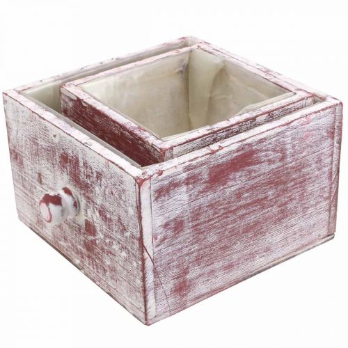 Artikel Plantekasse shabby chic dekorativ skuffe rød hvid sæt med 2 stk