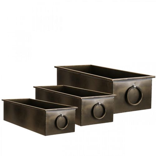 Artikel Blomsterkasse Metal Plantekasse Messing 59/53/47 cm Sæt med 3