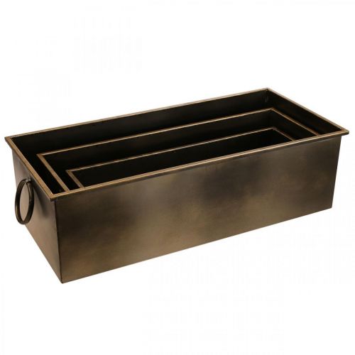 Artikel Blomsterkasse Metal Plantekasse Messing 59/53/47 cm Sæt med 3