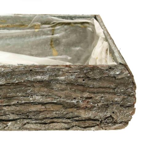 Artikel Plantekasse lavet af træ dekorativ planteskål med bark 33×15×7cm