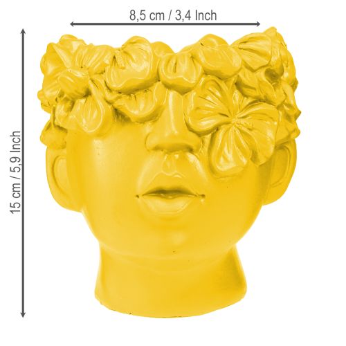 Artikel Plantehoved buste polyresin plantekasse gul 13,5×13×14cm