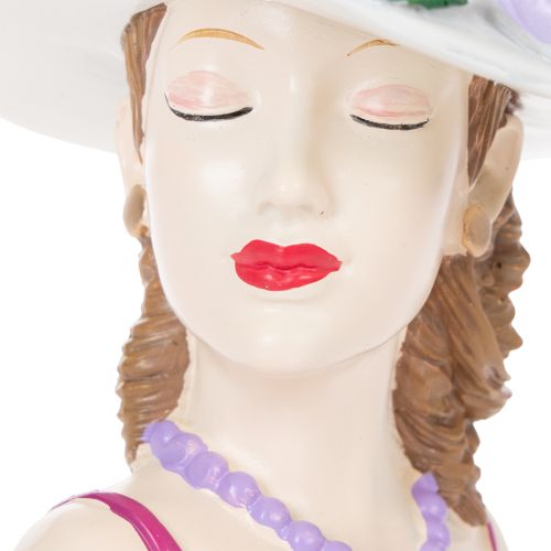 Artikel Blomstervase kvinde i hat med blomster plantepottedekoration til indendørs og udendørs brug 20 cm