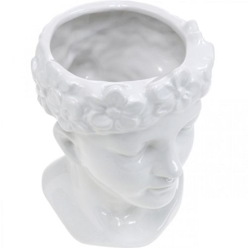 Floristik24 Plantehoved buste kvinde hvid keramisk vase blomsterpotte H22.5cm