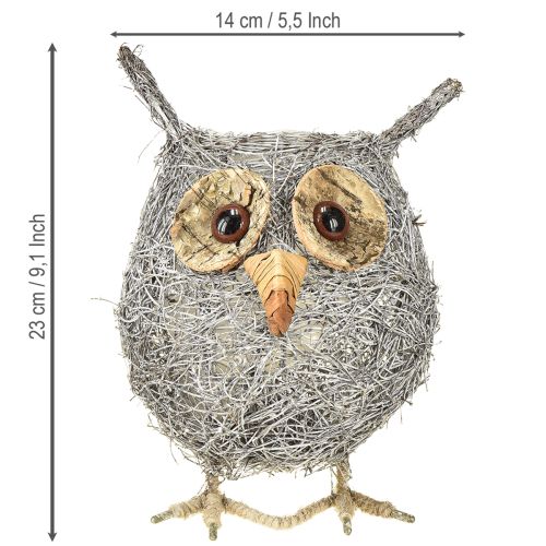 Artikel Plantekurv ugle vinstok hvidvasket Ø14cm
