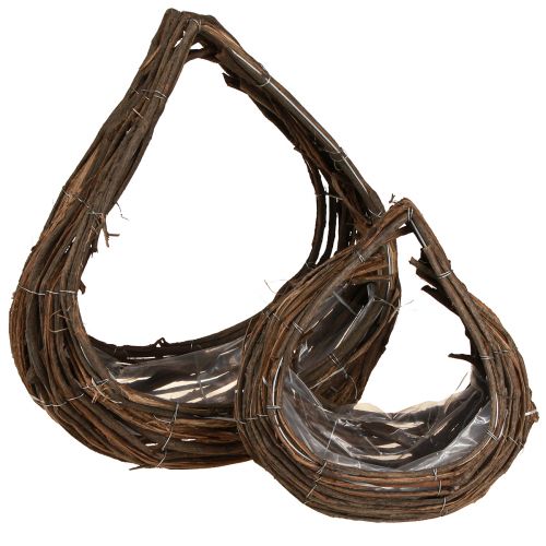 Plantekurv Trædråber Naturlig 38x18cm / 23x13cm Sæt med 2