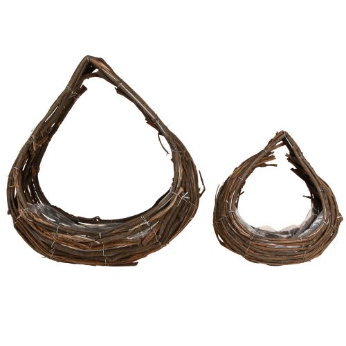 Artikel Plantekurv Trædråber Naturlig 38x18cm / 23x13cm Sæt med 2