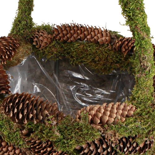 Artikel Plantekurv mos grankogler kurv med hank Ø32cm H42cm