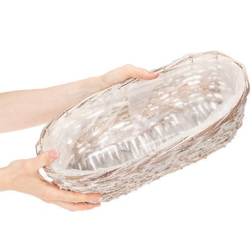 Kurvplantekasse med folieindsats, oval, hvid, 37 cm | Floristik24.dk